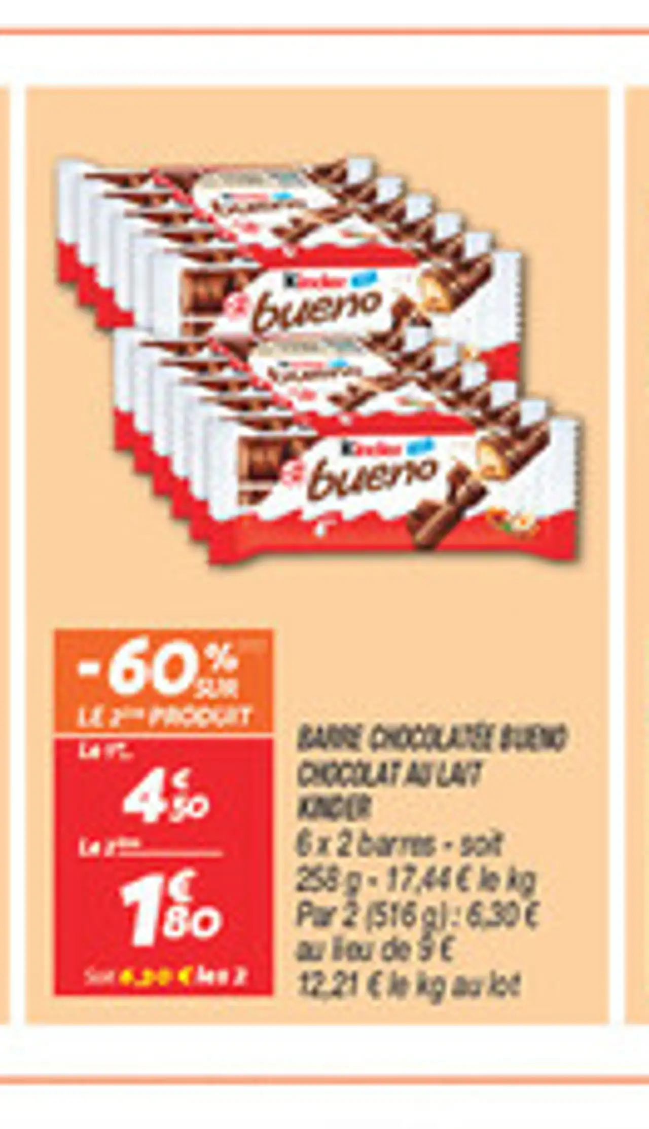 Barre chocolatée Bueno chocolat au lait Kinder