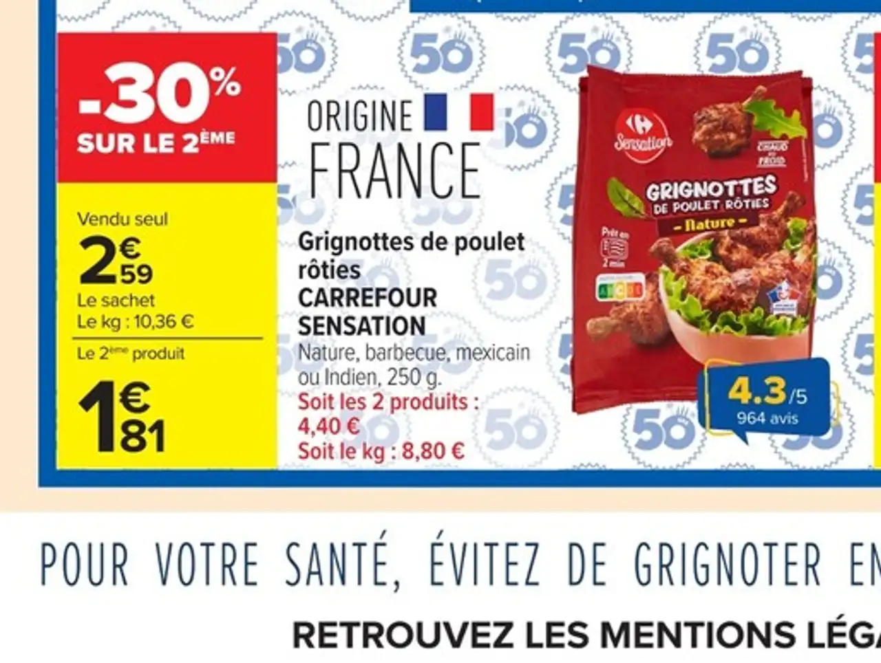 Grignottes de poulet rôties CARREFOUR SENSATION