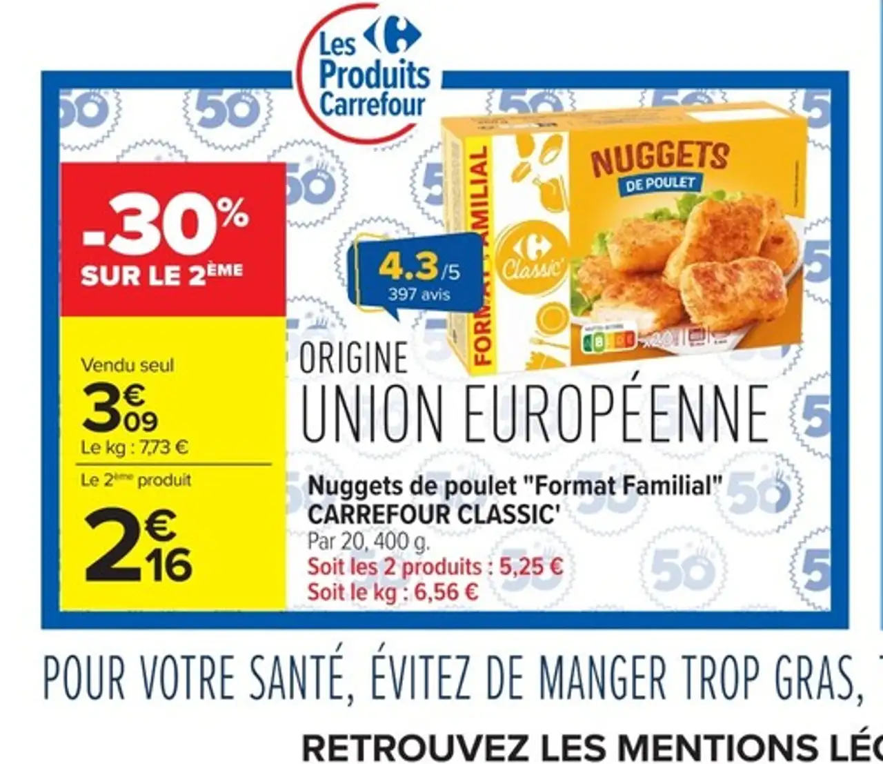 Nuggets de poulet "Format Familial" CARREFOUR CLASSIC