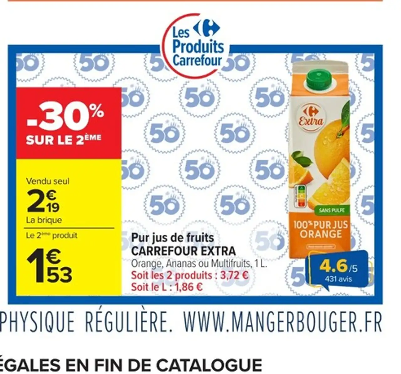 Pur jus de fruits Carrefour Extra