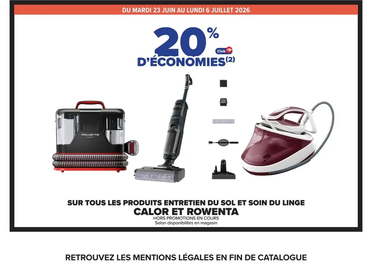 Produits d'entretien du sol et soin du linge Calor et Rowenta