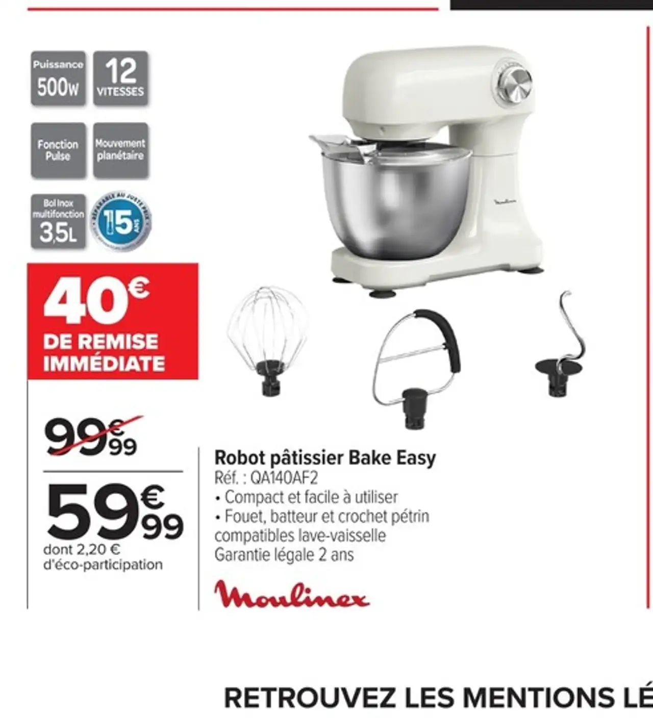 Moulinex Robot pâtissier Bake Easy