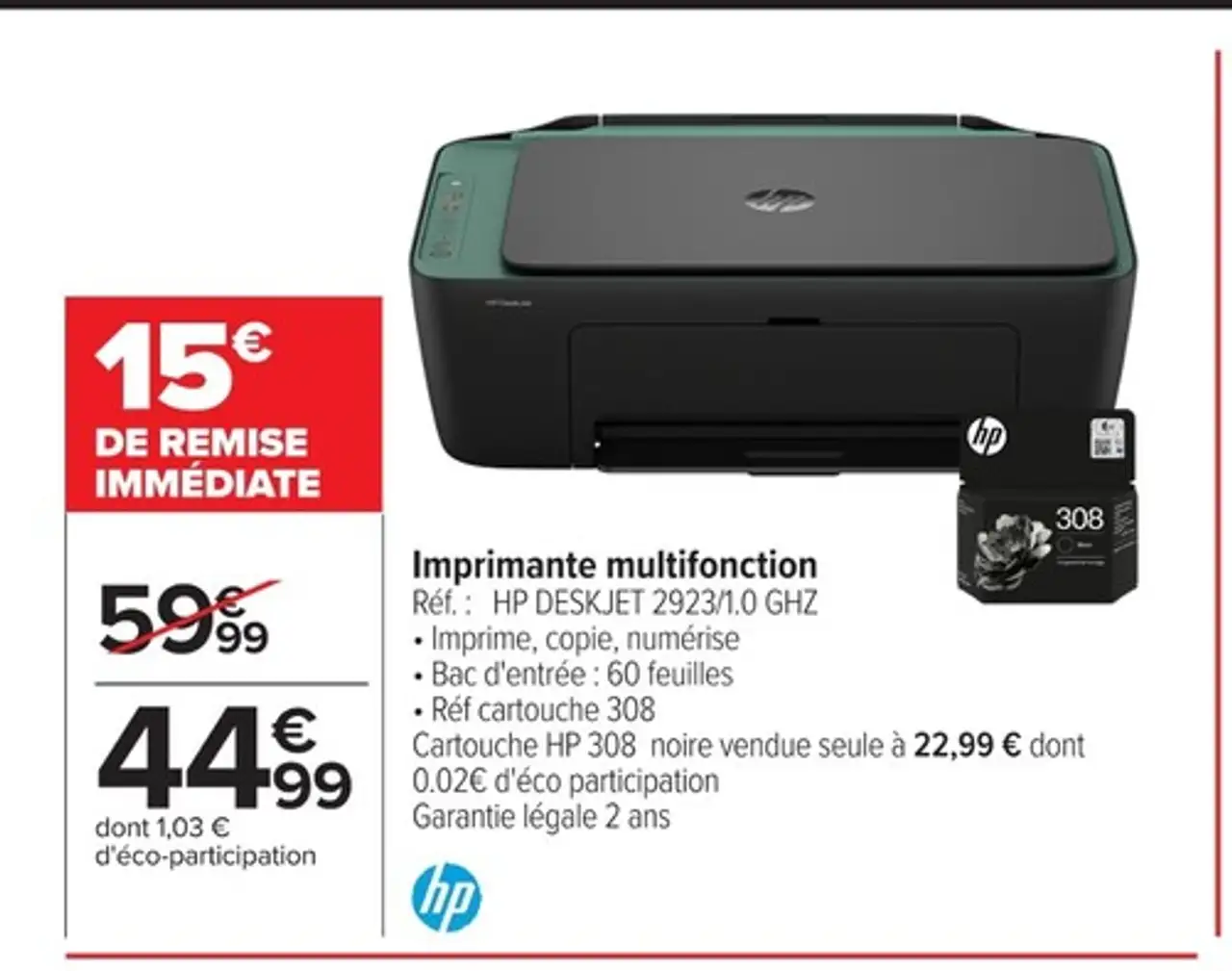 Imprimante multifonction HP DESKJET 2923/1.0 GHZ