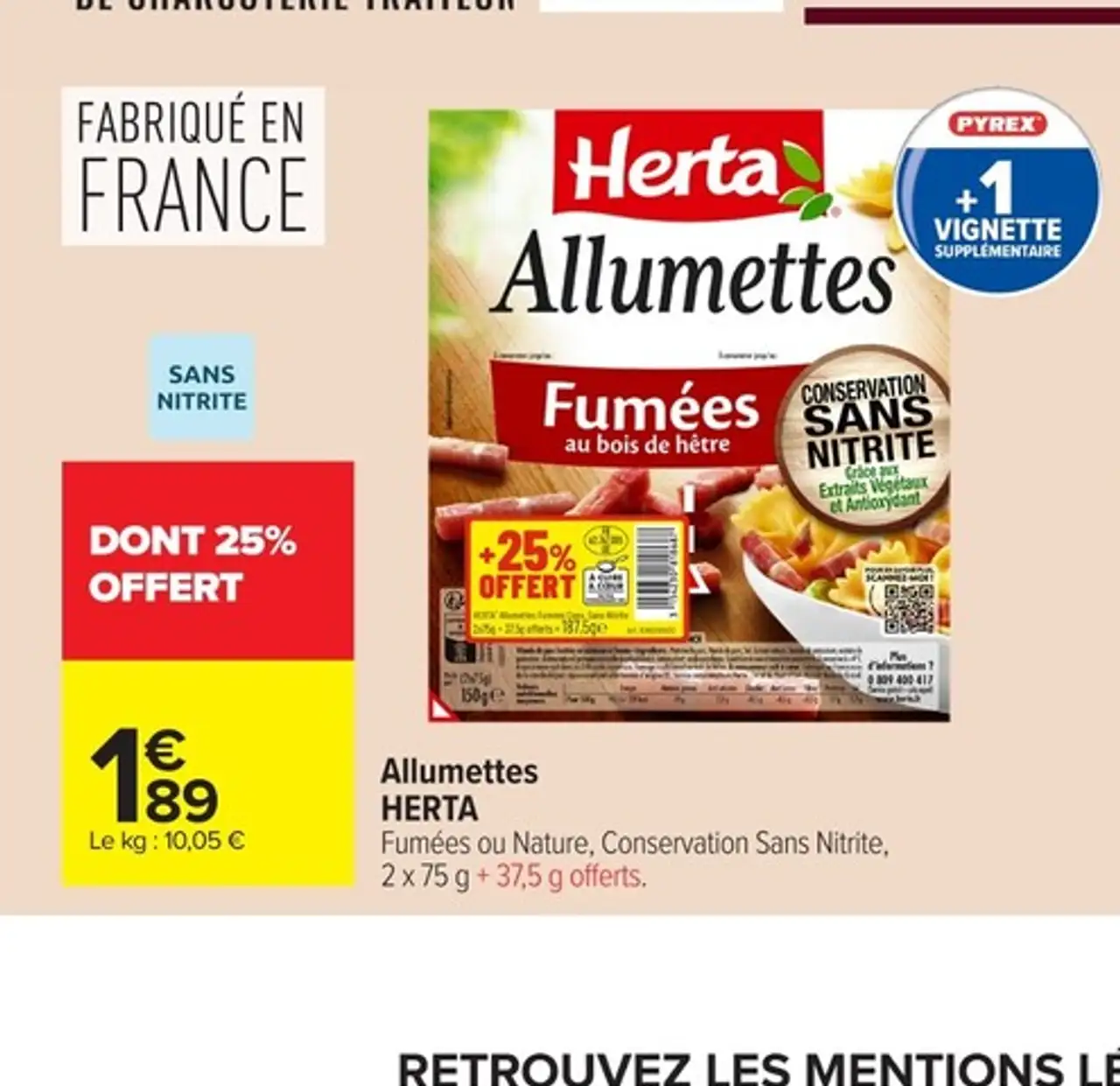 Allumettes HERTA Fumées ou Nature, Conservation Sans Nitrite
