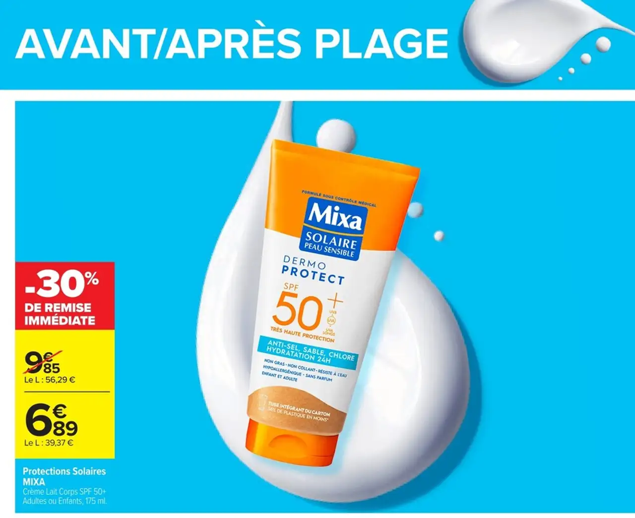 Mixa Solaire Protections Solaires Crème Lait Corps SPF 50+