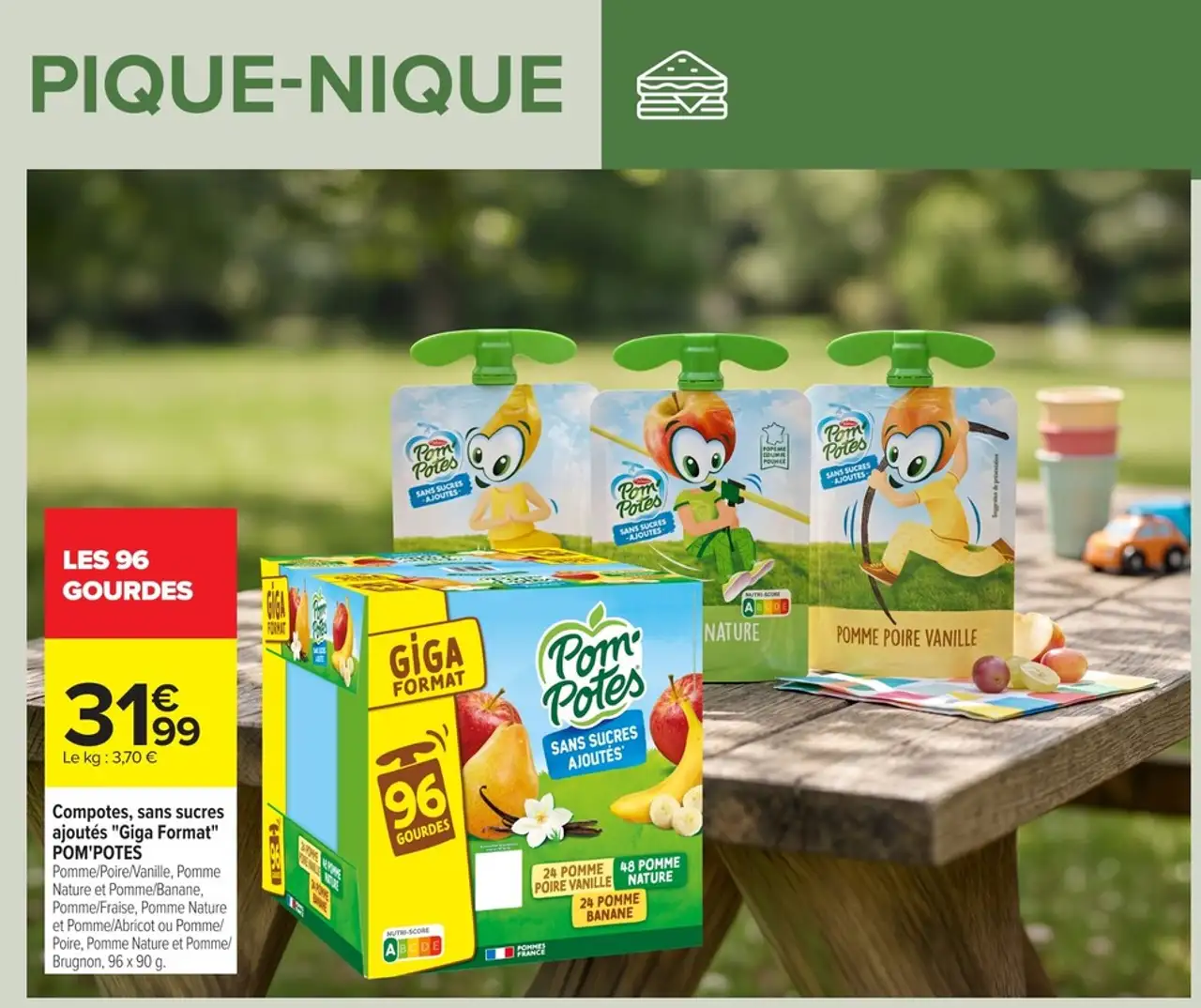 Compotes sans sucres ajoutés "GIGA FORMAT" Pom'potes