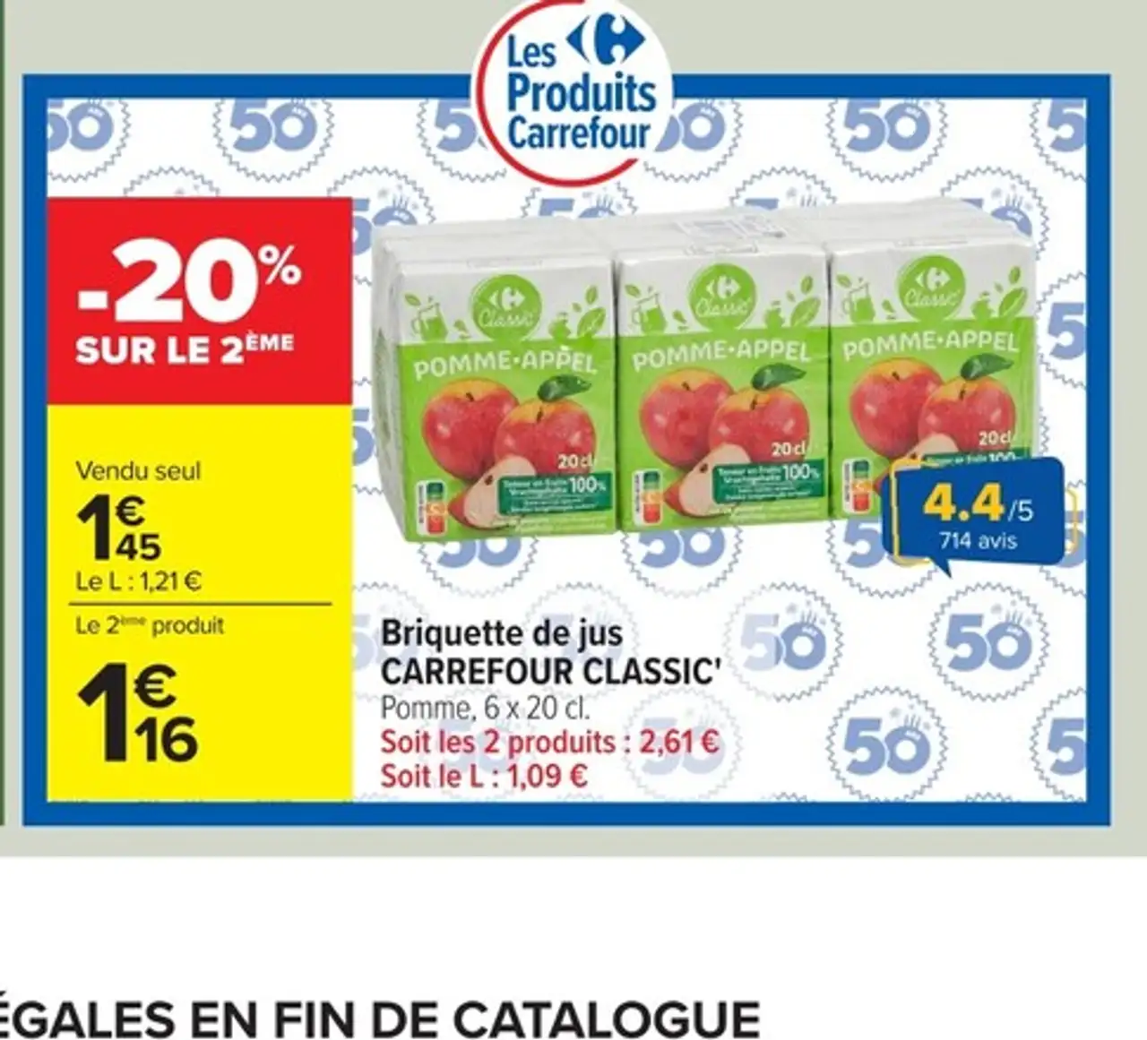 Briquette de jus CARREFOUR CLASSIC' Pomme