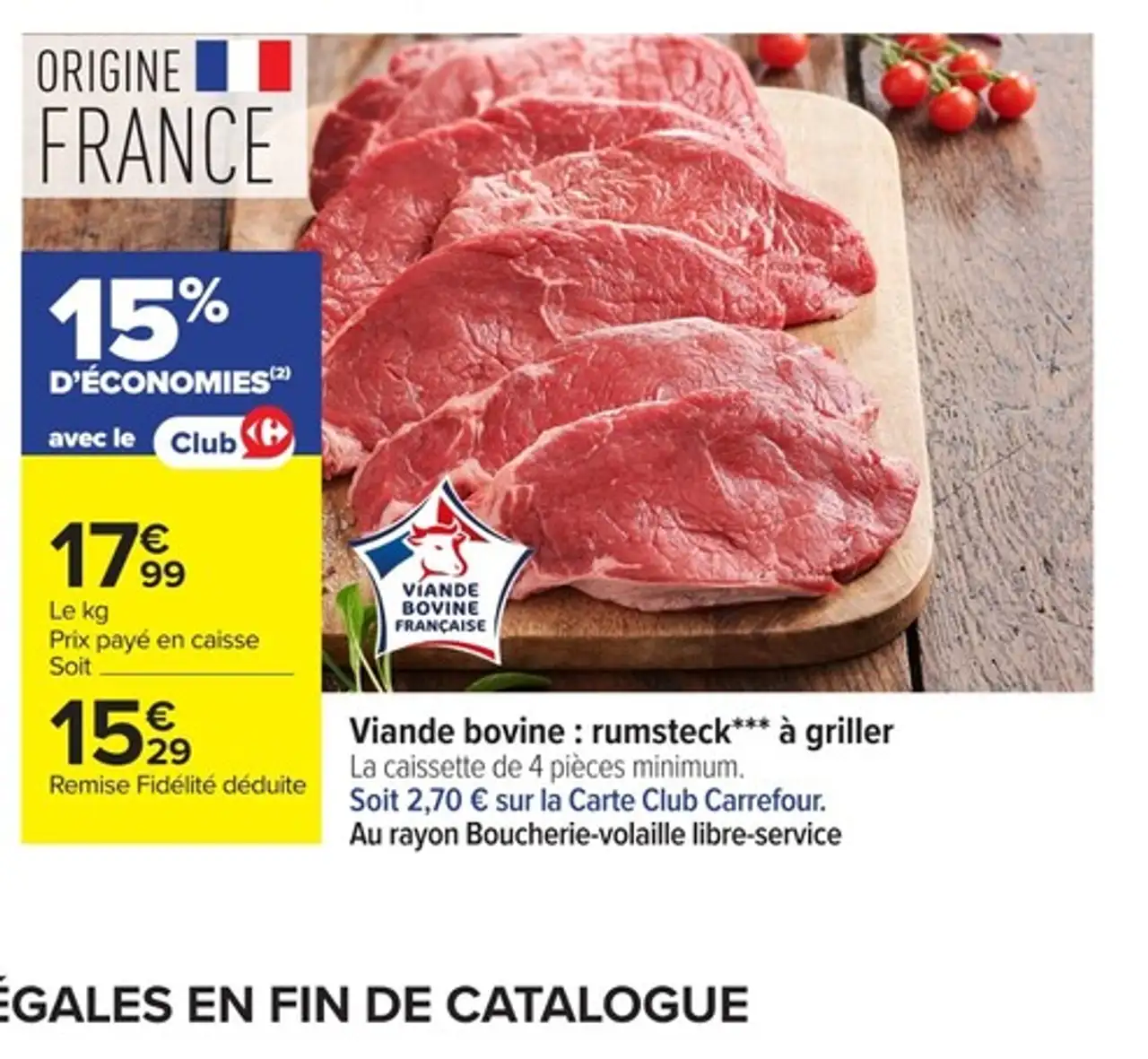 Viande bovine : rumsteck à griller