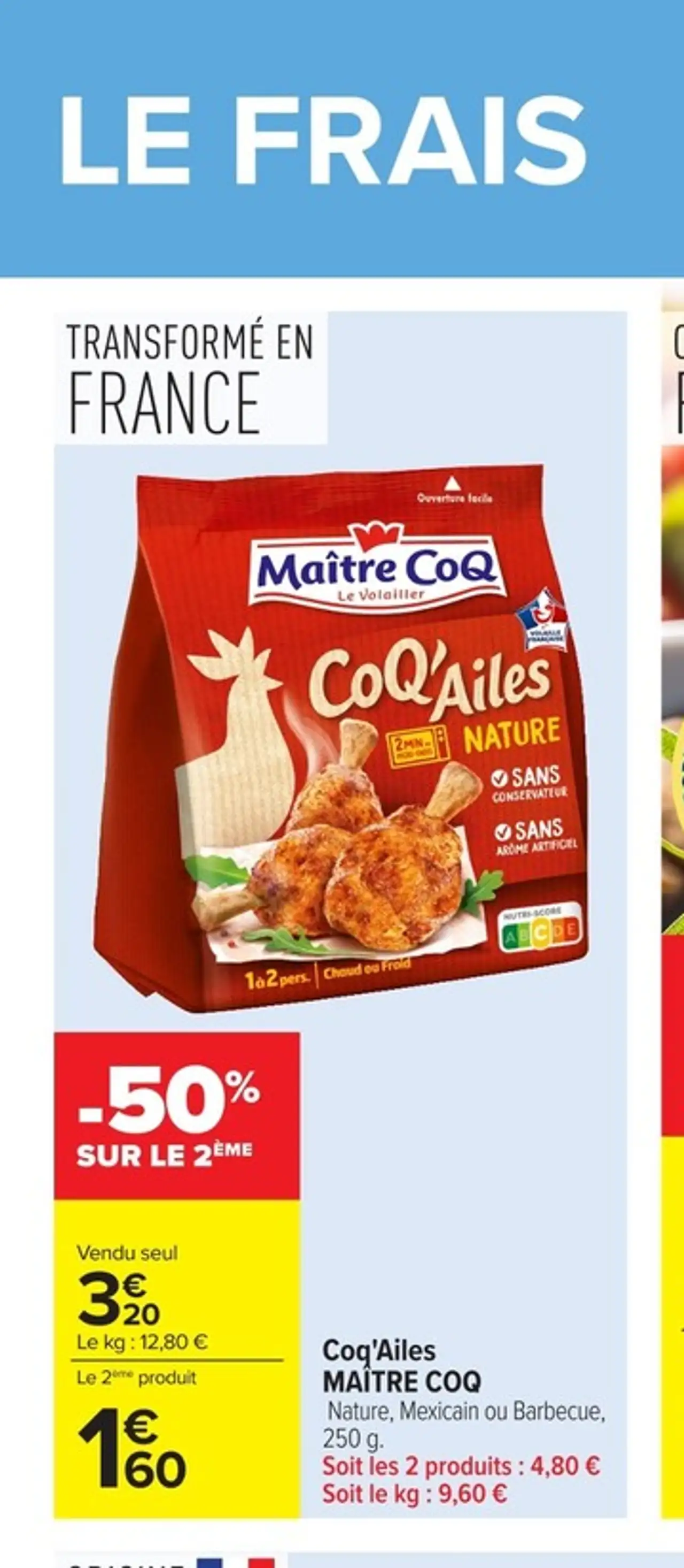 Coq'Ailes MAÎTRE COQ Nature, Mexicain ou Barbecue