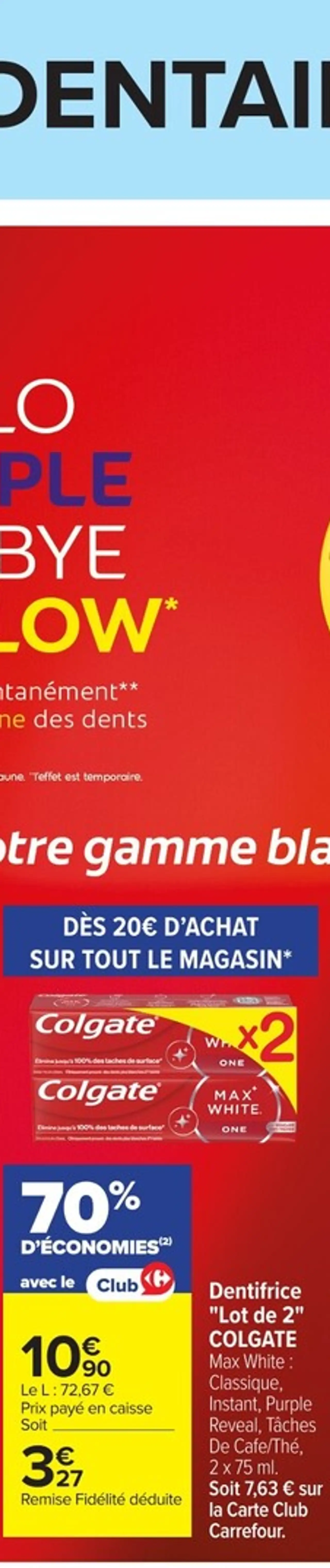 Dentifrice "Lot de 2" COLGATE Max White: Classique, Instant, Purple Reveal, Taches De Cafe/Thé
