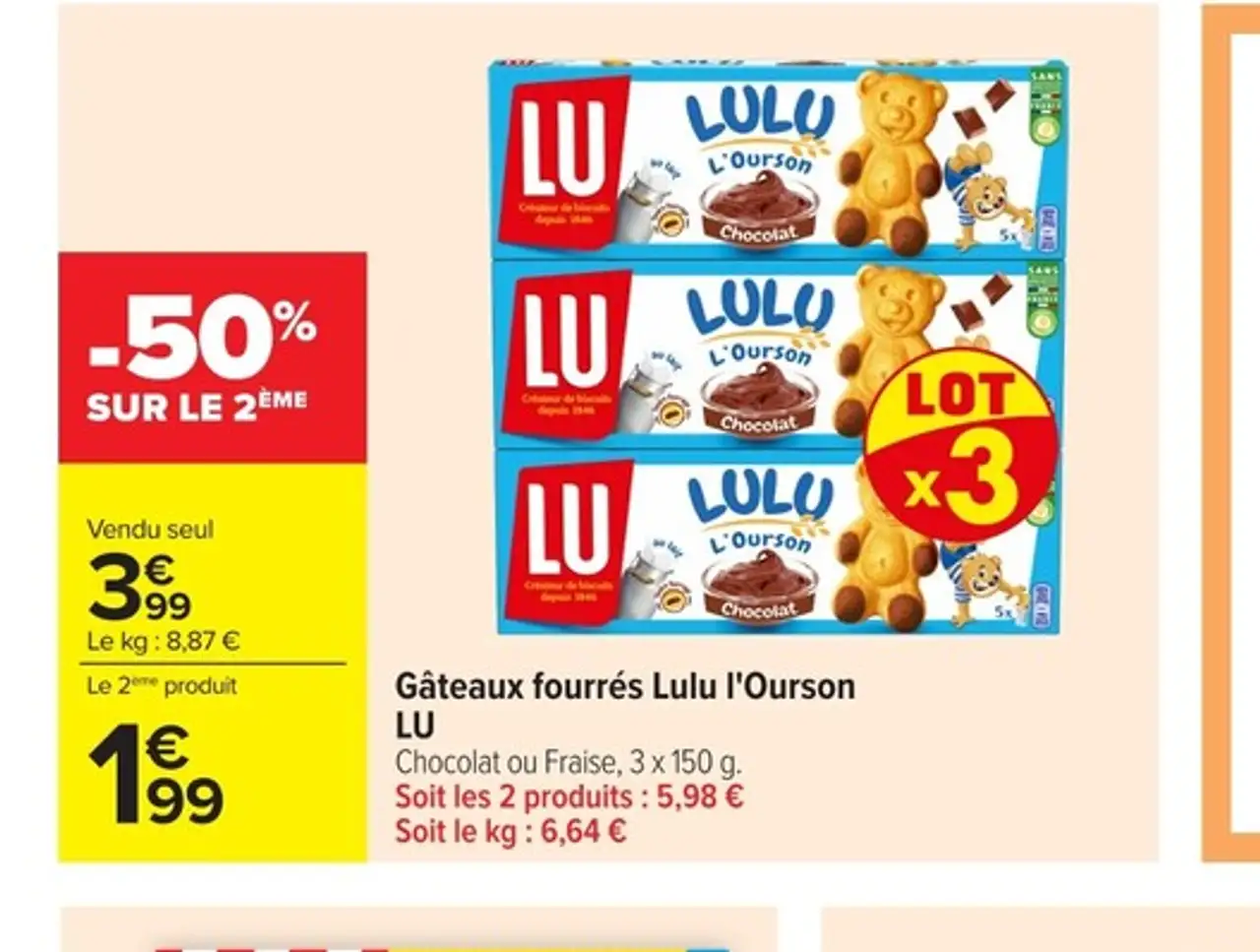 Gâteaux fourrés Lulu l'Ourson LU