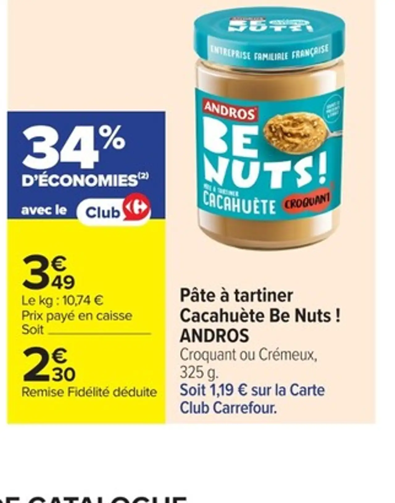 Pâte à tartiner Cacahuète Be Nuts! ANDROS
