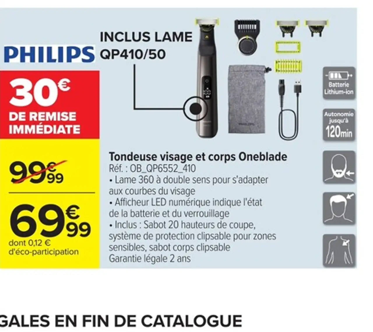 Philips Tondeuse visage et corps Oneblade QP410/50