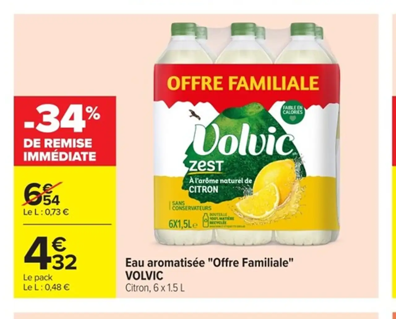 Eau aromatisée "Offre Familiale" VOLVIC Citron