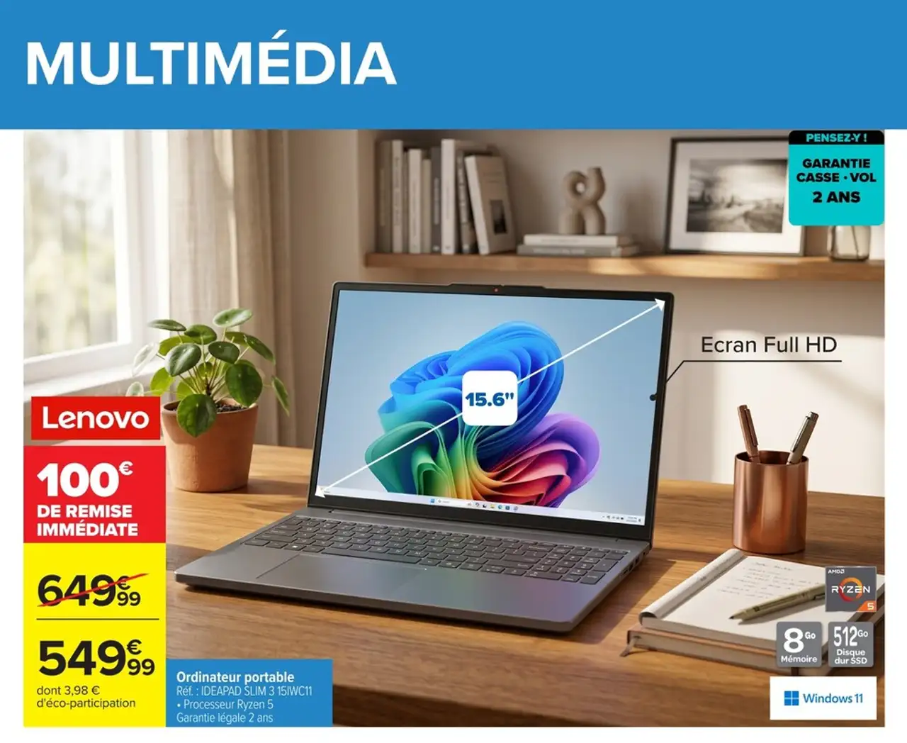 Ordinateur portable Lenovo IDEAPAD SLIM 3 15IWC11