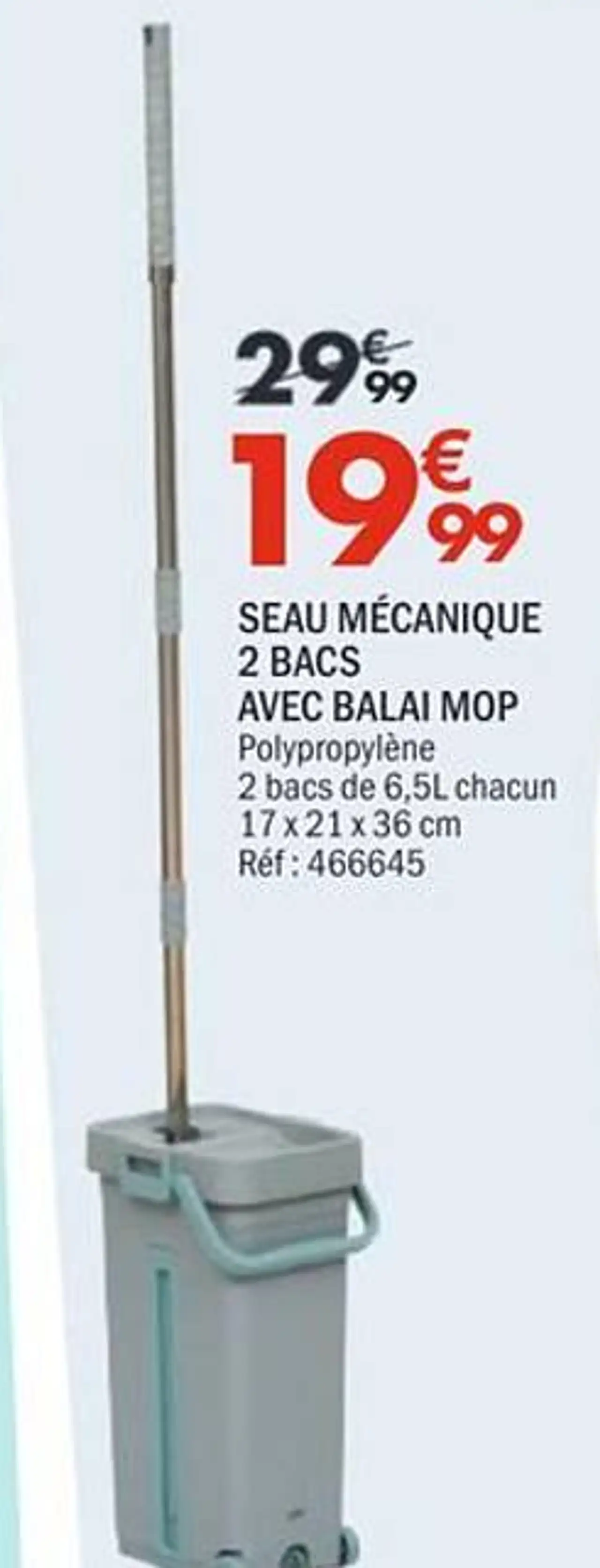 SEAU MÉCANIQUE 2 BACS AVEC BALAI MOP