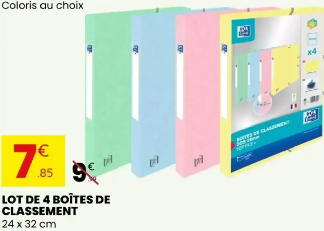 Oxford LOT DE 4 BOÎTES DE CLASSEMENT 24 x 32 cm