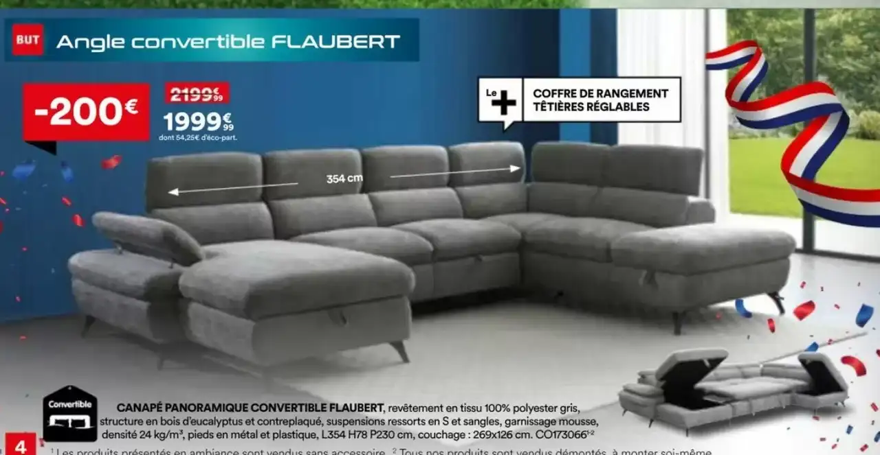 Canapé panoramique convertible Flaubert