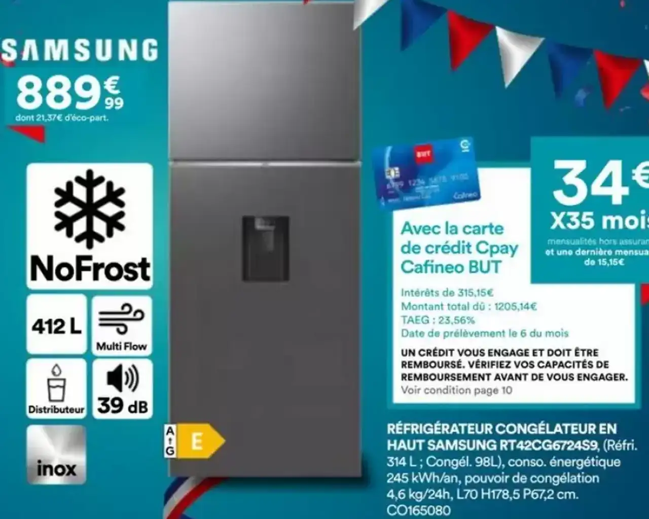 Réfrigérateur Congélateur en Haut Samsung RT42CG6724S9