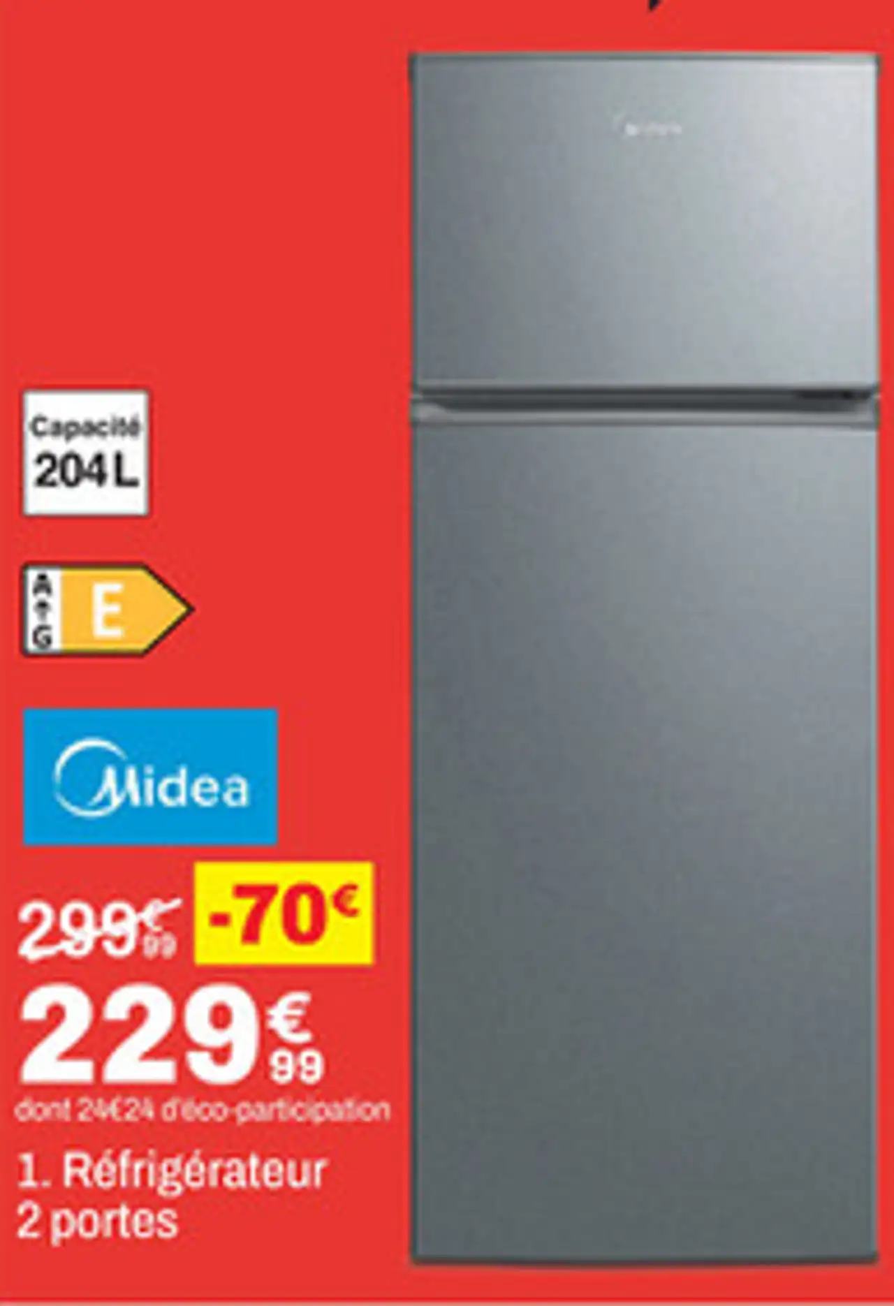 Midea Réfrigérateur 2 portes MDRT294FGE50