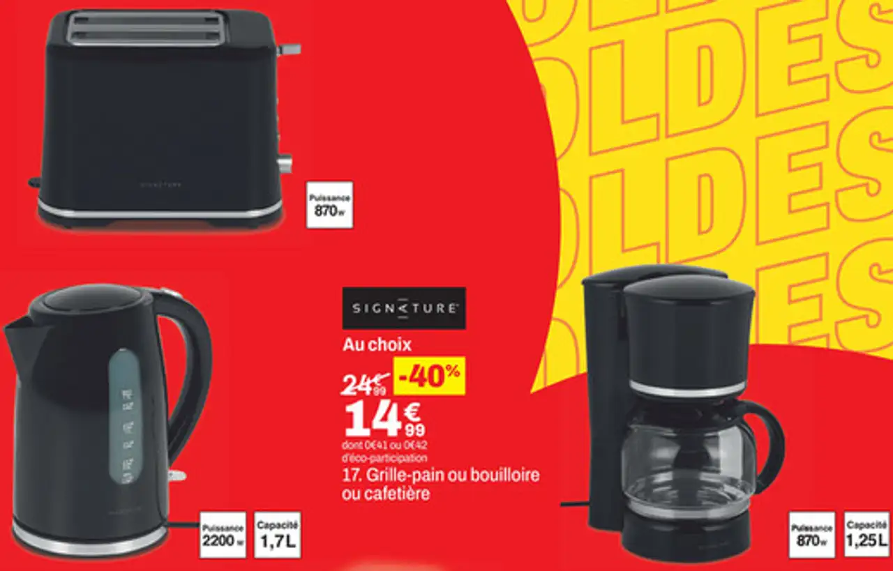 Grille-pain ou bouilloire ou cafetière SIGNATURE