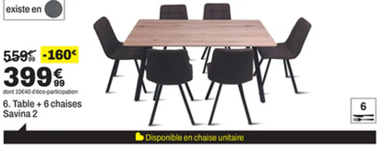 Table + 6 chaises Savina 2