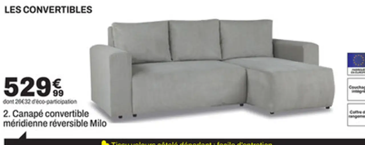 Milo Canapé convertible méridienne réversible