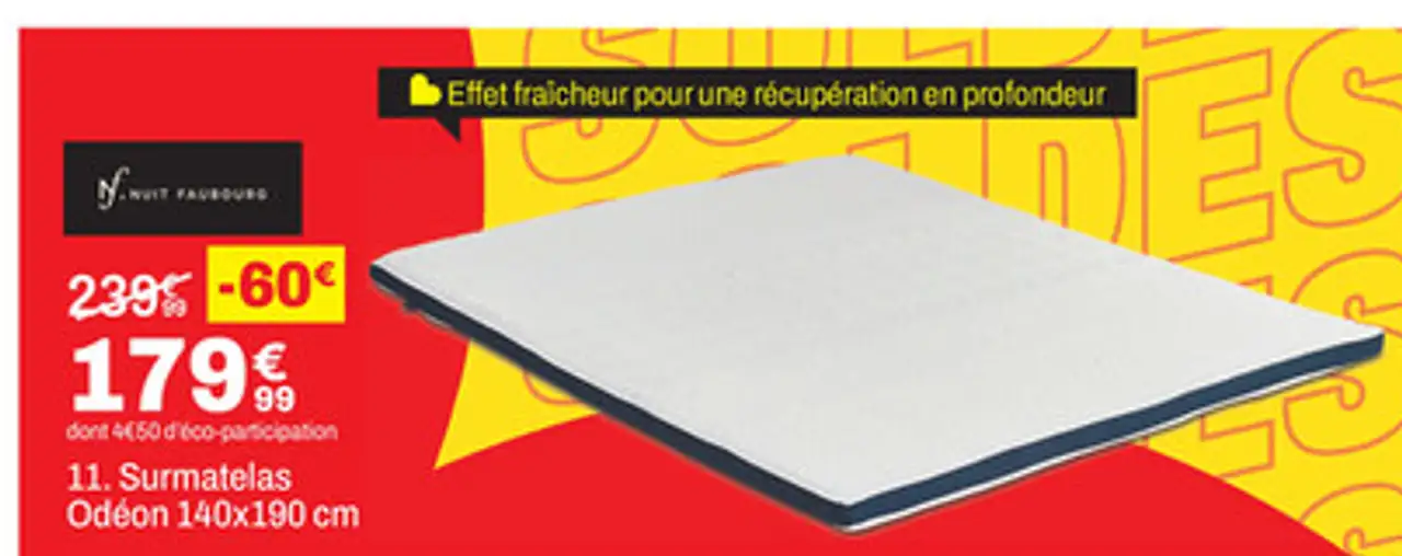 Nuit Faubourg Surmatelas Odéon 140x190 cm