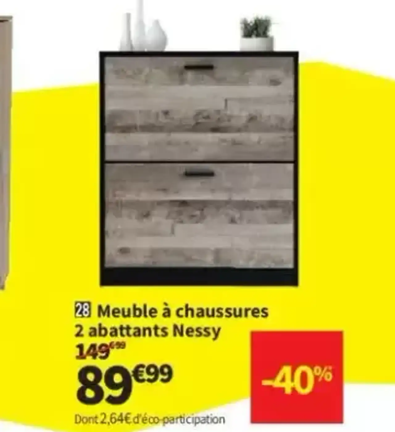 Meuble à chaussures 2 abattants Nessy