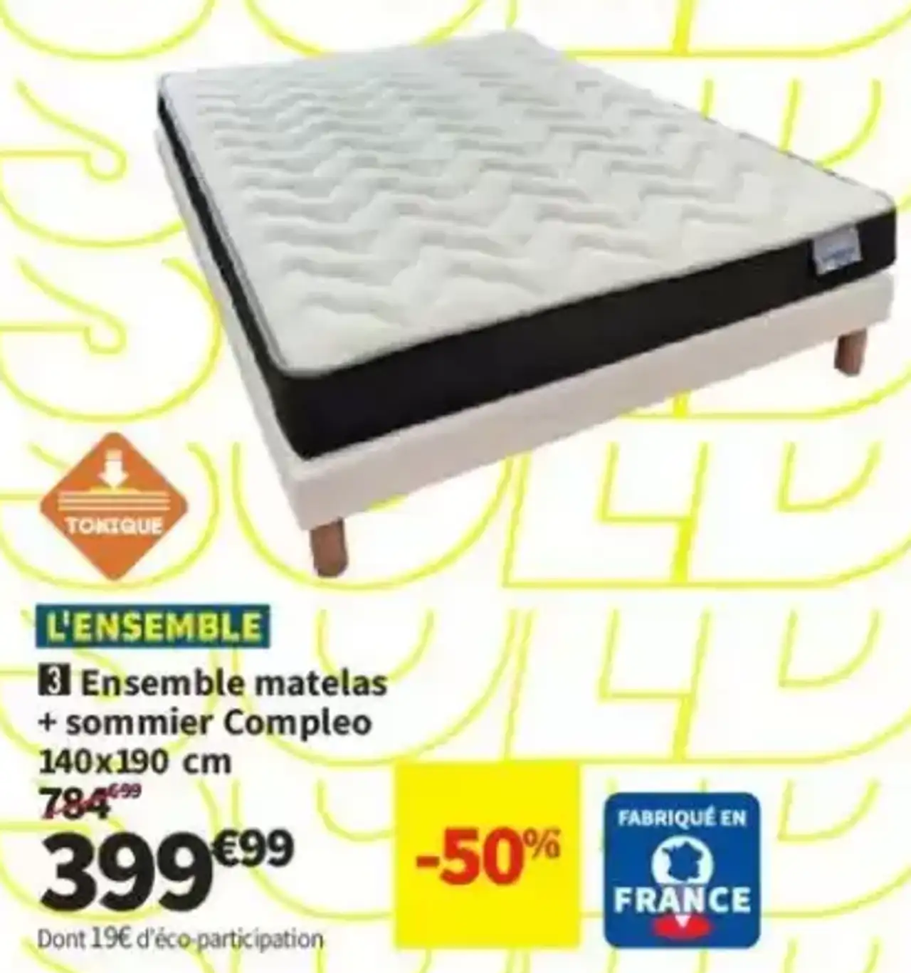 Ensemble matelas + sommier Compleo 140x190 cm