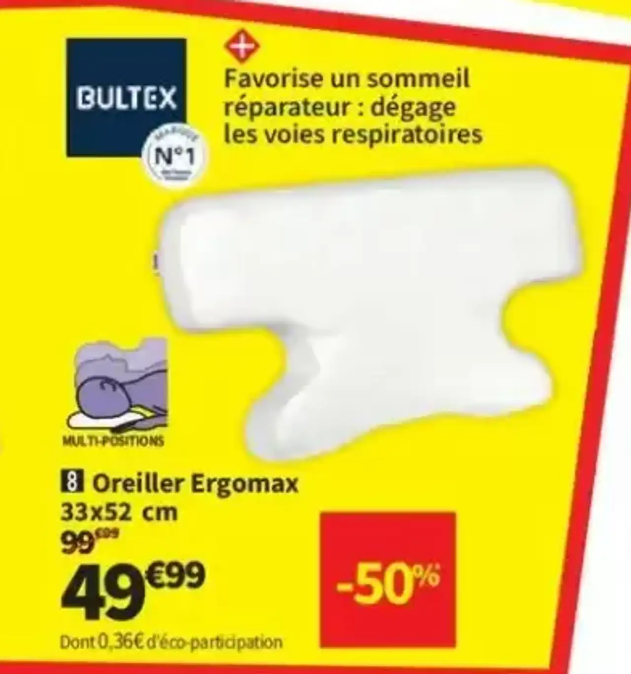 Oreiller Ergomax 33x52 cm