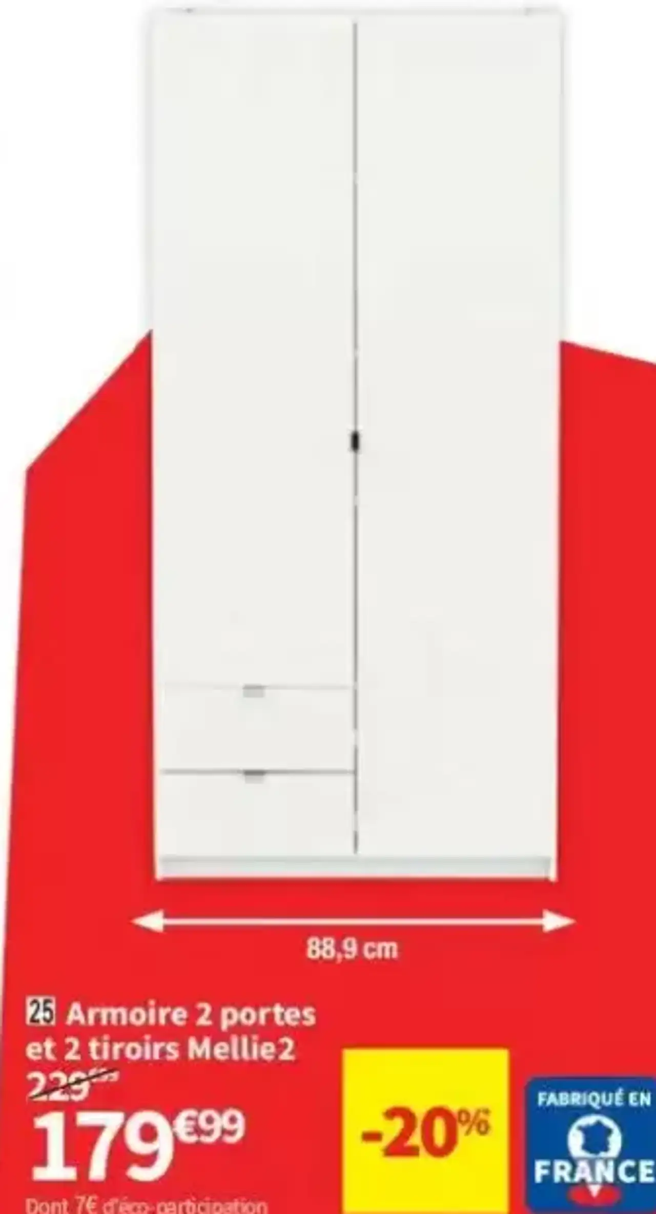 Armoire 2 portes et 2 tiroirs Mellie 2