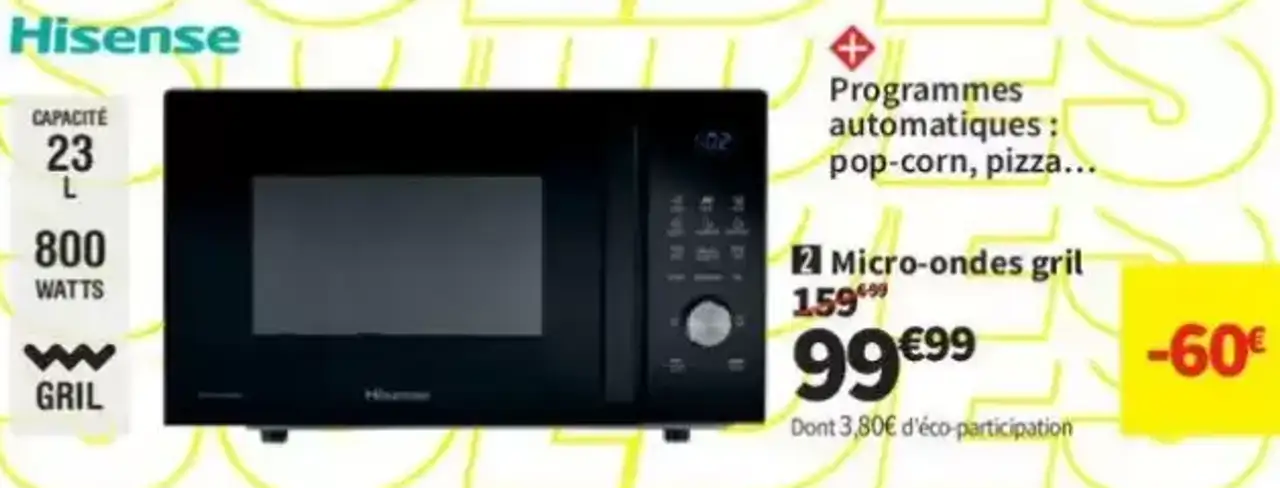 Micro-ondes gril Hisense H23MOBSD1HG