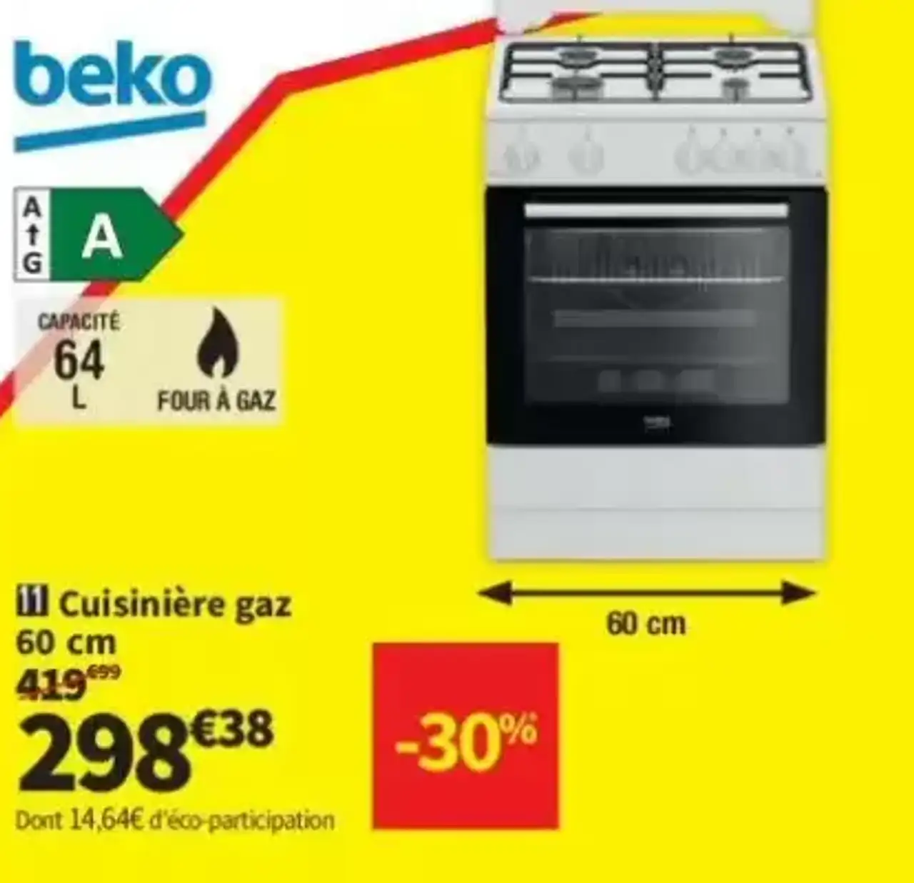 Cuisinière gaz Beko FBG62121WD