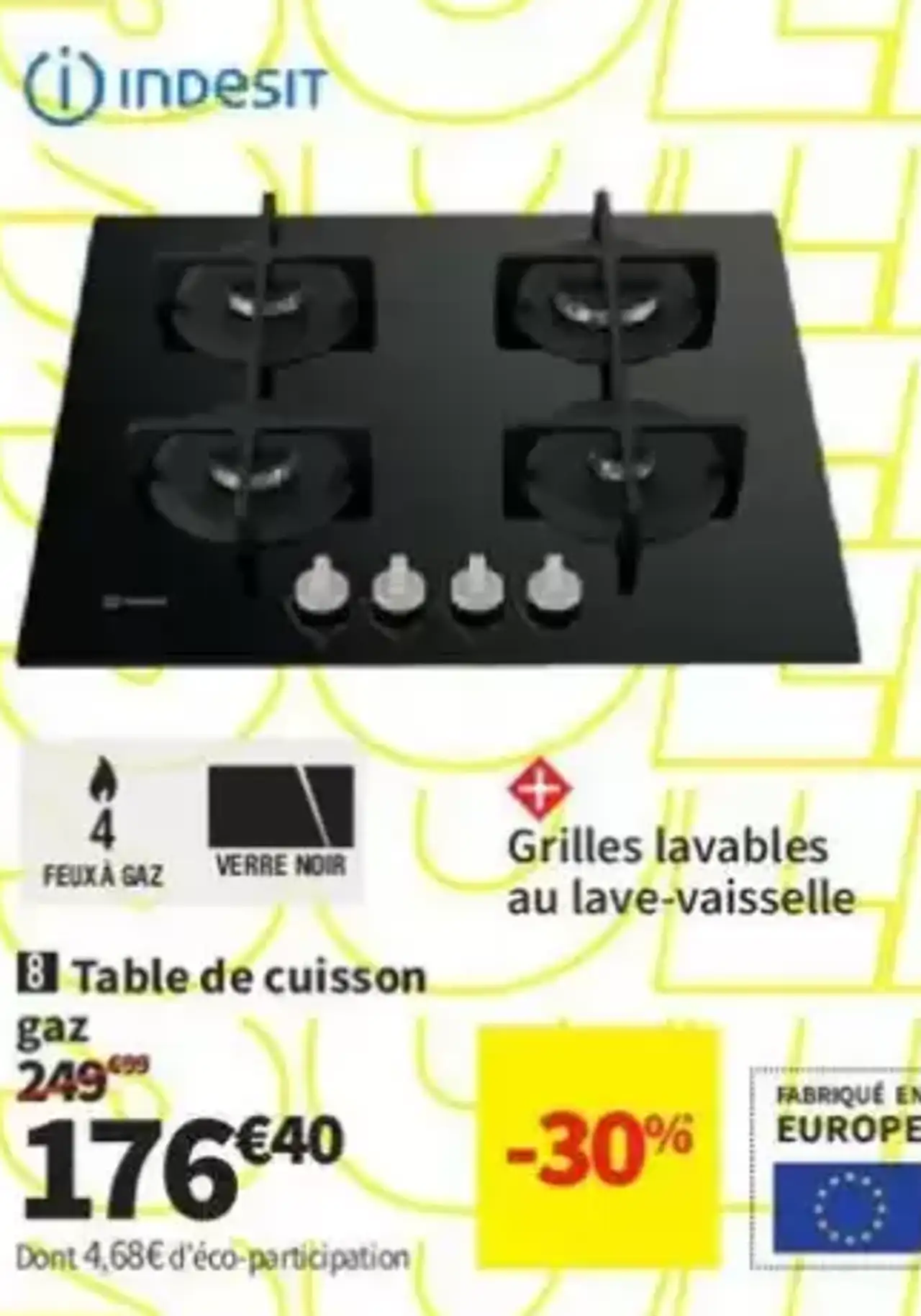 Table de cuisson gaz Indesit ING 61T BK/1