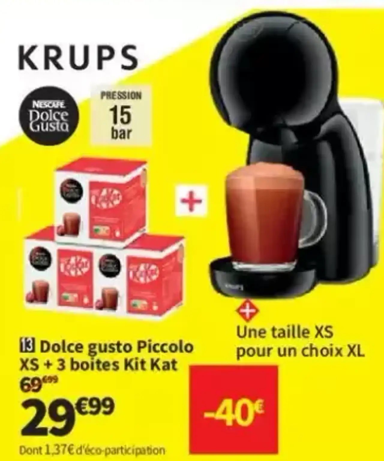 Krups Dolce gusto Piccolo XS + 3 boites Kit Kat
