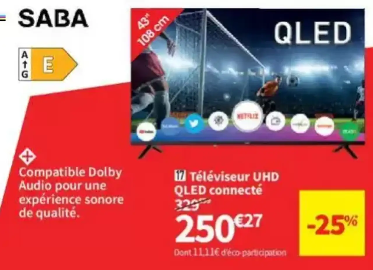 SABA Téléviseur UHD QLED connecté SBQL43CH226S