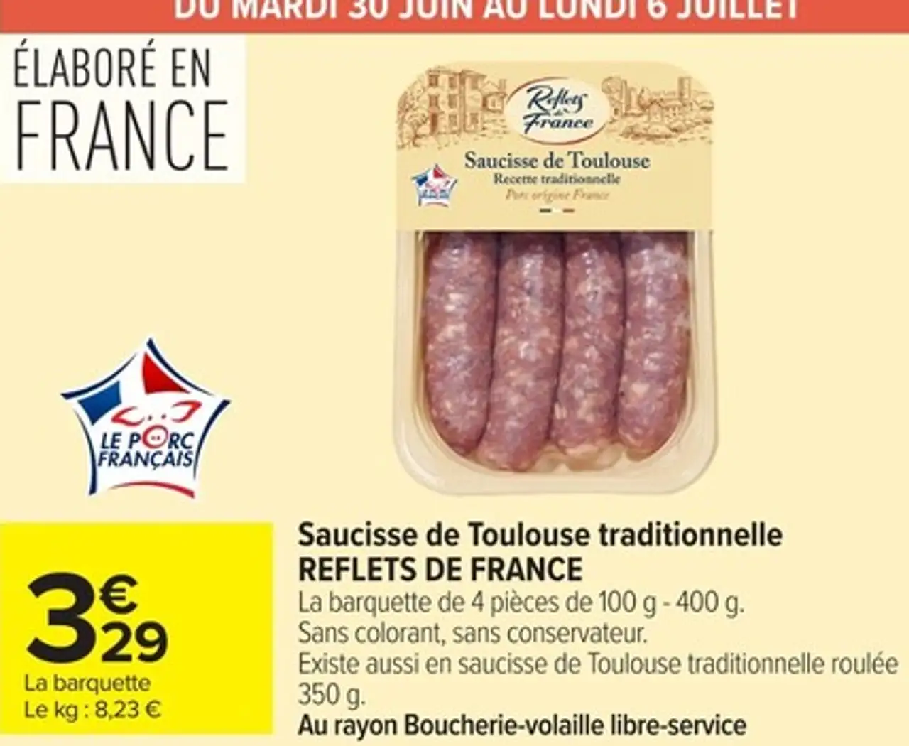 Saucisse de Toulouse traditionnelle REFLETS DE FRANCE