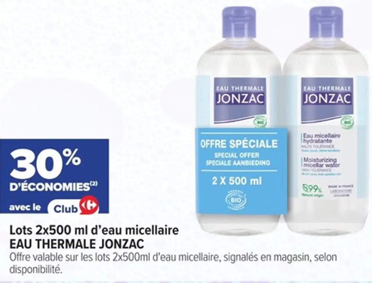 Lots 2x500 ml d'eau micellaire EAU THERMALE JONZAC