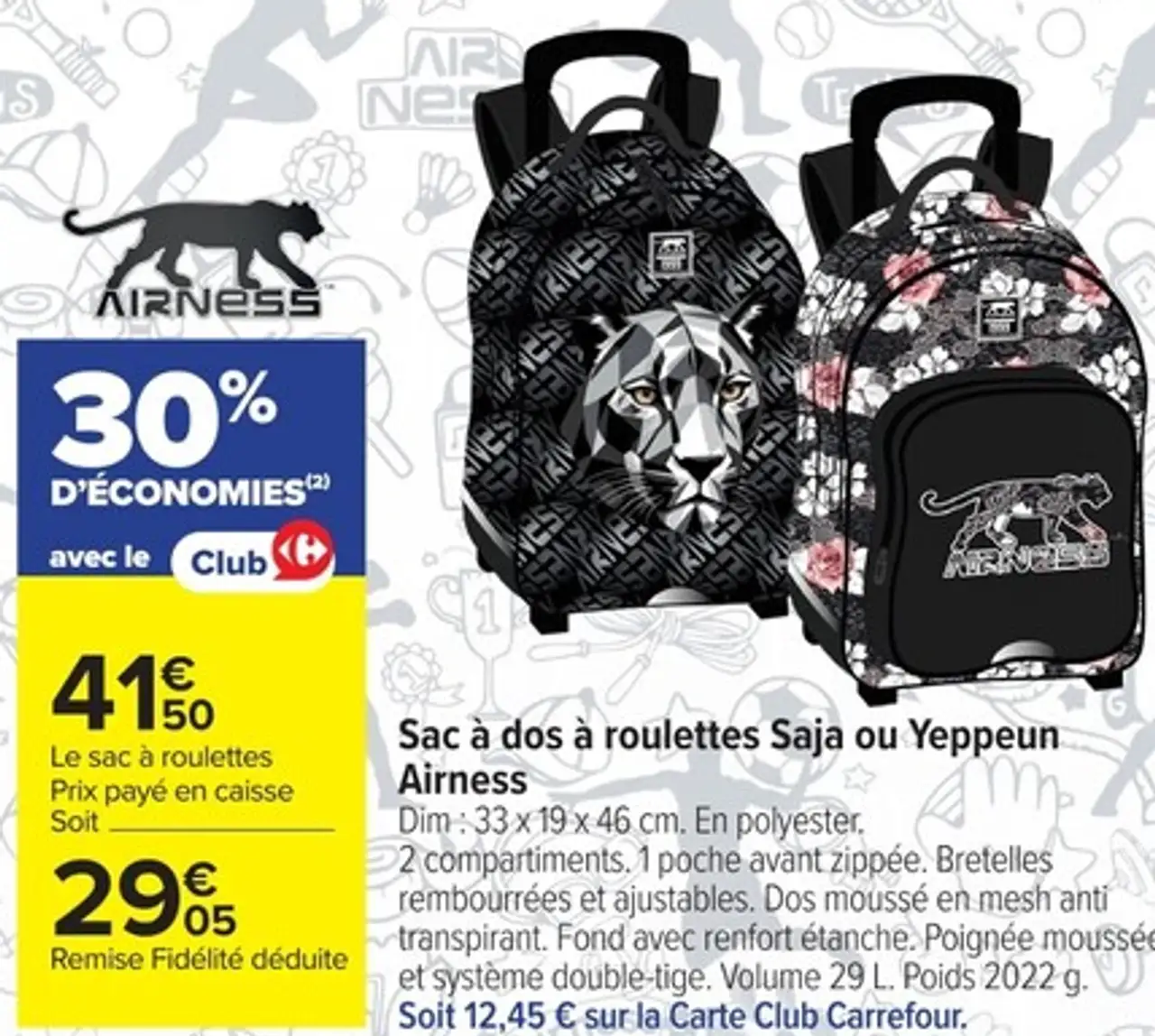 Sac à dos à roulettes Saja ou Yeppeun Airness