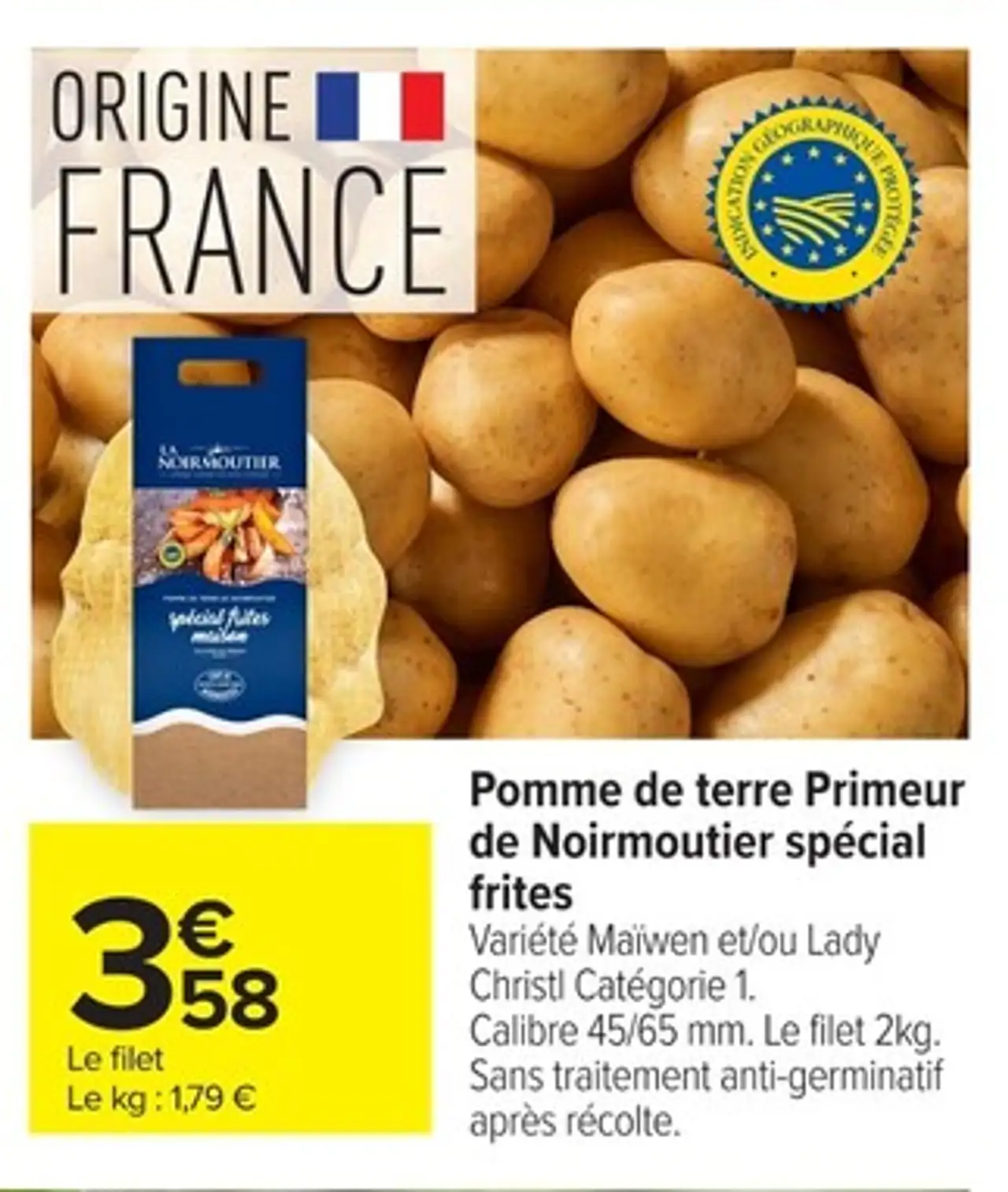 Pomme de terre Primeur de Noirmoutier spécial frites