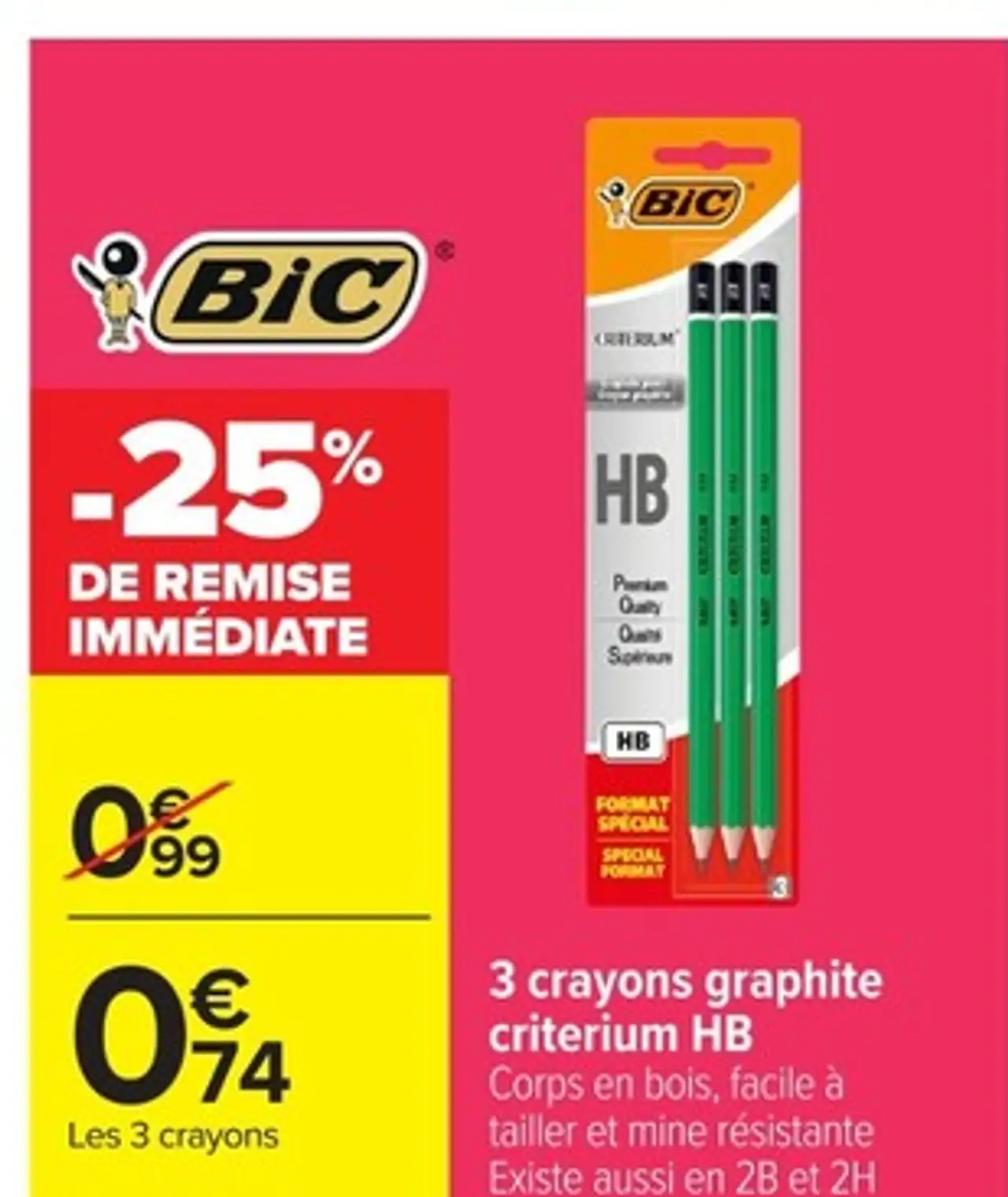 Bic 3 crayons graphite criterium HB