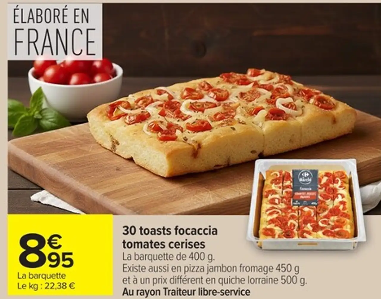 30 toasts focaccia tomates cerises