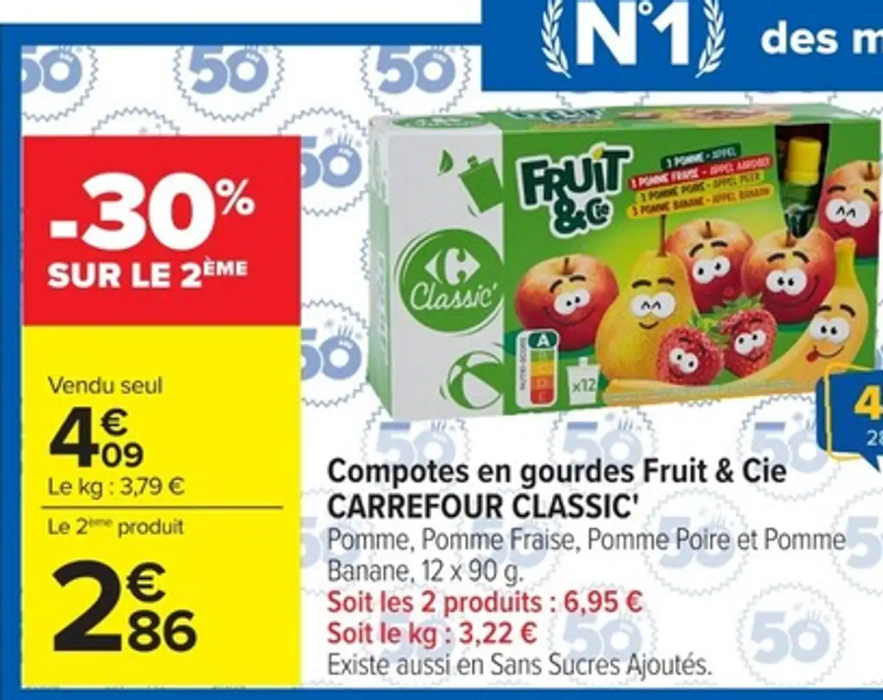 Compotes en gourdes Fruit & Cie CARREFOUR CLASSIC'