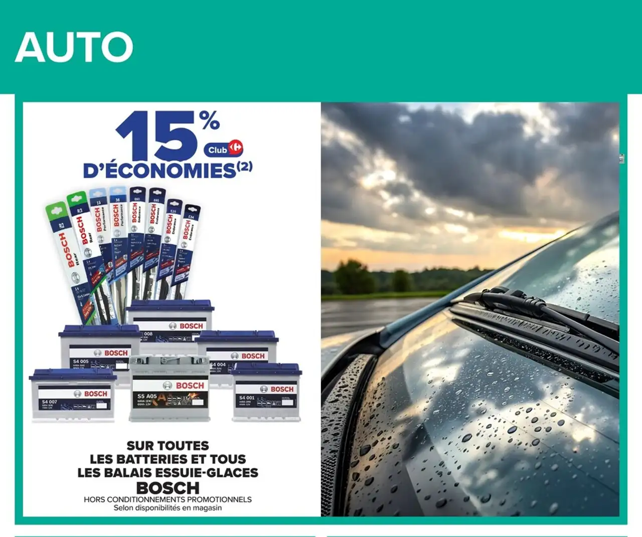 Sur toutes les batteries et tous les balais essuie-glaces Bosch