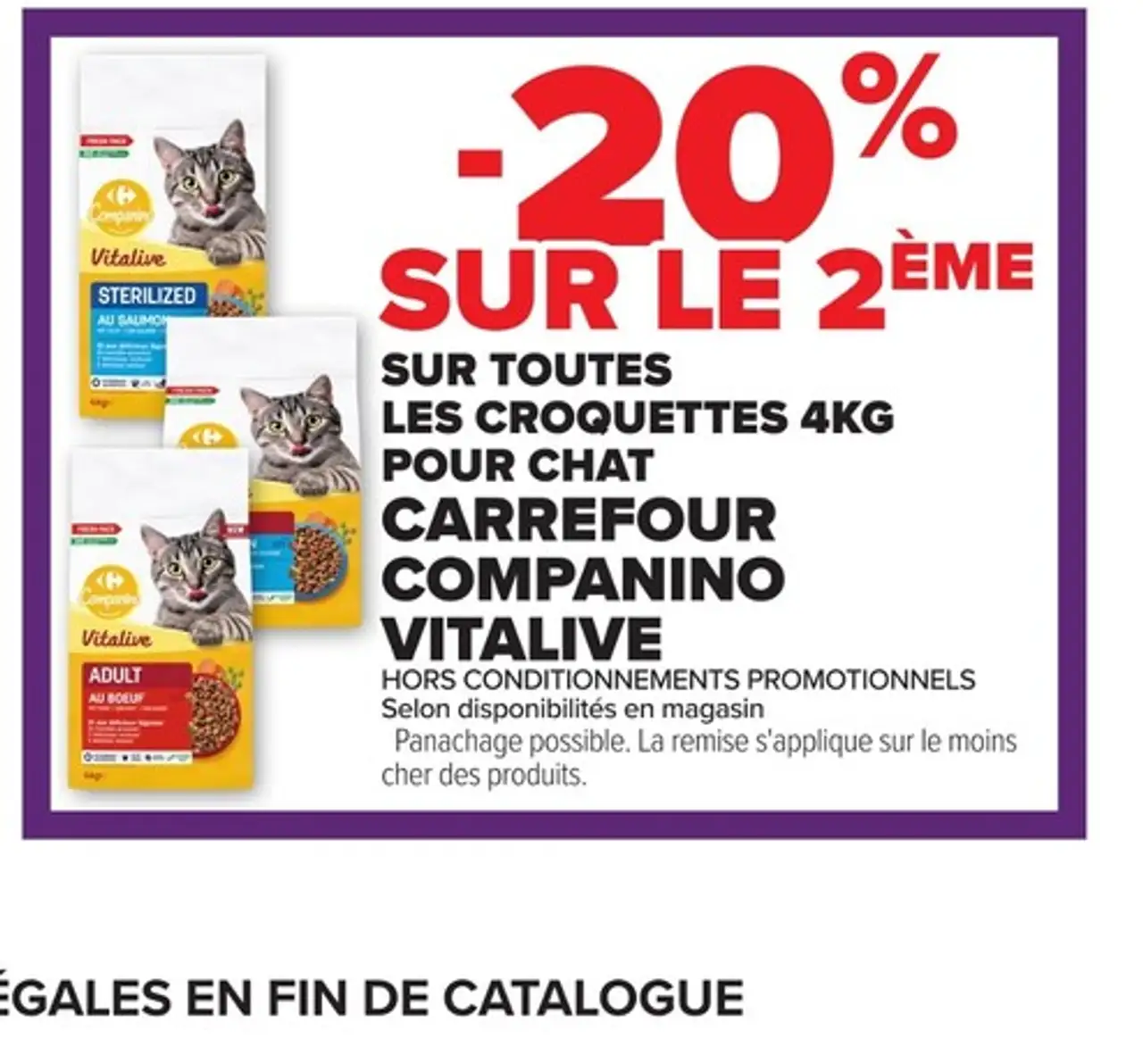 Croquettes 4kg pour chat CARREFOUR COMPANINO VITALIVE