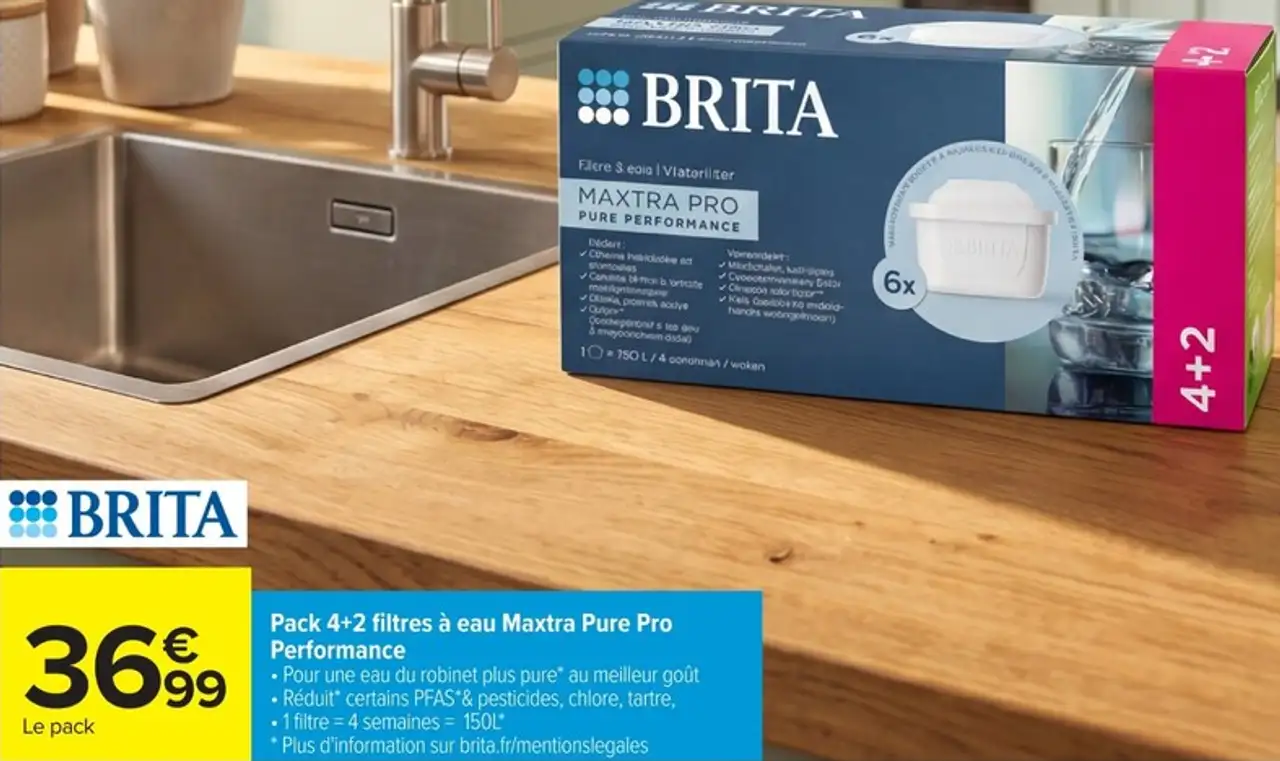BRITA Pack 4+2 filtres à eau Maxtra Pure Pro Performance
