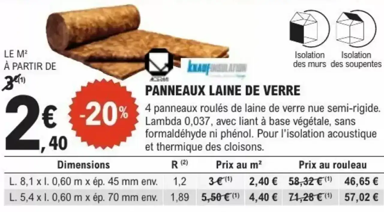 Panneaux laine de verre Knauf Insulation