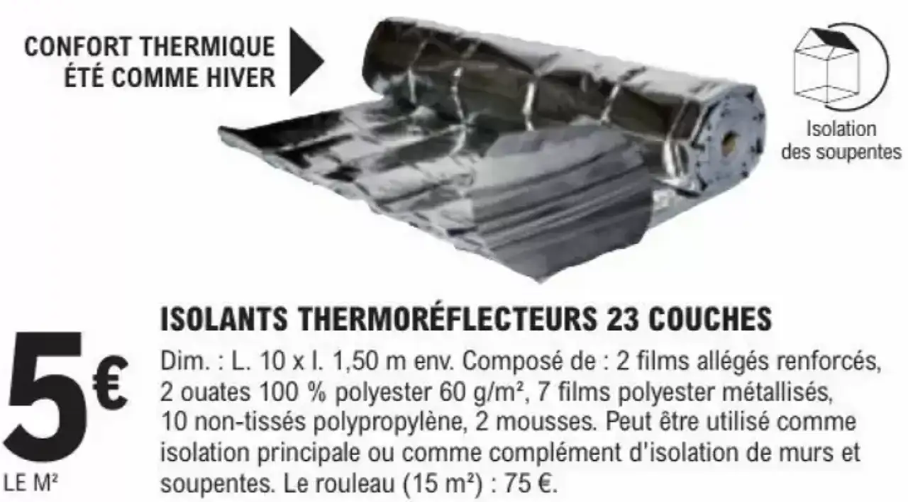 Isolants thermoréflecteurs 23 couches