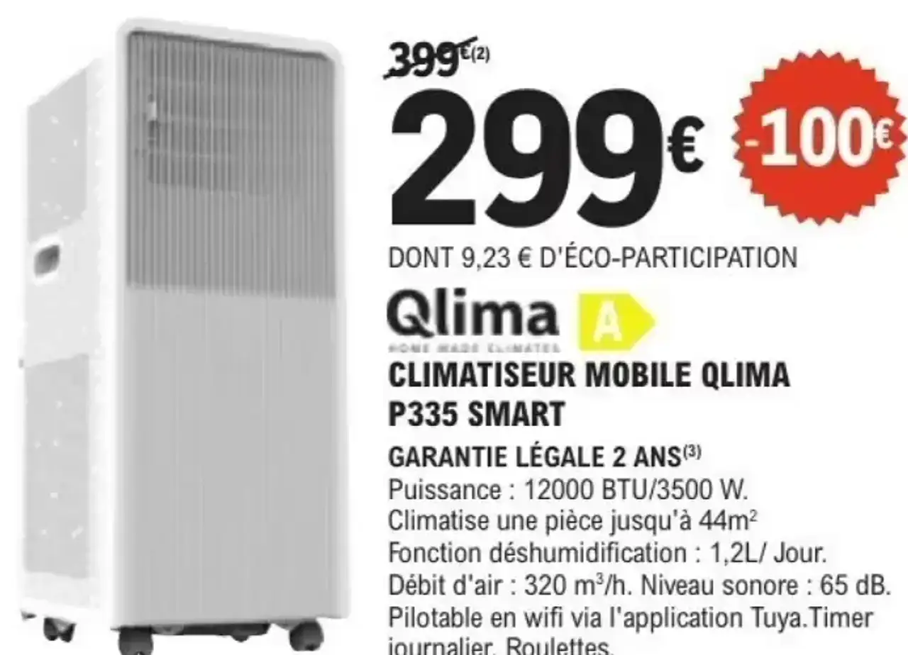 Qlima CLIMATISEUR MOBILE QLIMA P335 SMART